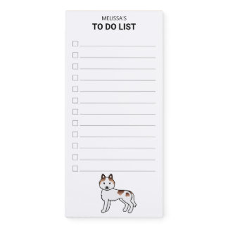 Red Piebald Siberian Husky Dog To Do List Magnetic Notepad