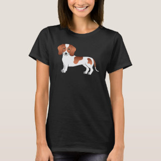 Red Piebald Smooth Coat Dachshund Cute Cartoon Dog T-Shirt