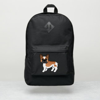 Red Pied French Bulldog Cartoon Dog Illustration Port Authority® Backpack