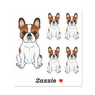 Red Pied French Bulldog Cartoon Dog Illustrations Sticker