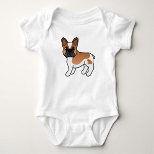 Red Pied French Bulldog Cute Cartoon Dog Baby Bodysuit