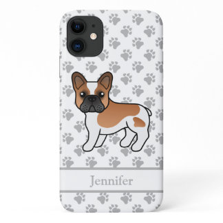 Red Pied French Bulldog Cute Cartoon Dog &amp; Name iPhone 11 Case
