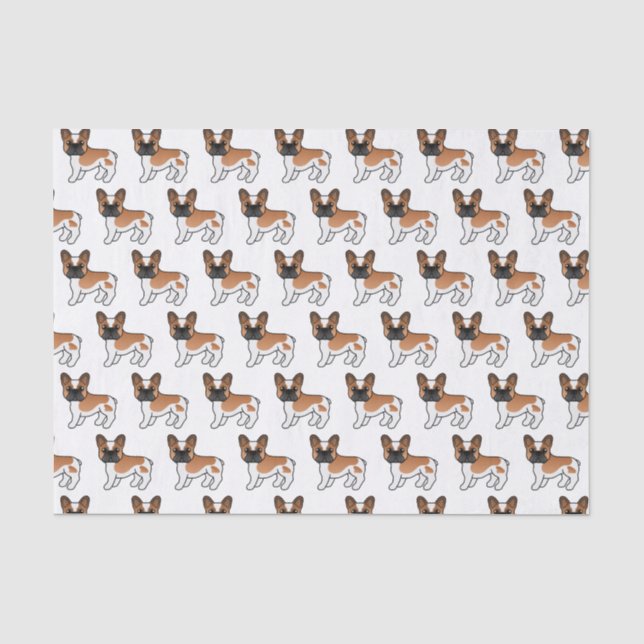 Red Pied French Bulldog Cute Cartoon Dog Pattern Tissue Paper (Front)