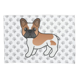 Red Pied French Bulldog Cute Cartoon Dog Pillow Case