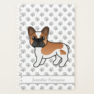 Red Pied French Bulldog Cute Cartoon Dog &amp; Text Planner