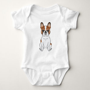 Red Pied French Bulldog Frenchie Cute Cartoon Dog Baby Bodysuit