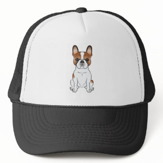 Red Pied French Bulldog Frenchie Cute Cartoon Dog Trucker Hat