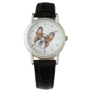 Red Pied French Bulldog Frenchie Cute Cartoon Dog Watch