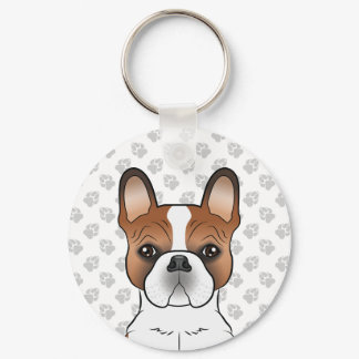 Red Pied French Bulldog / Frenchie Cute Dog Head Keychain