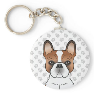 Red Pied French Bulldog / Frenchie Cute Dog Head Keychain