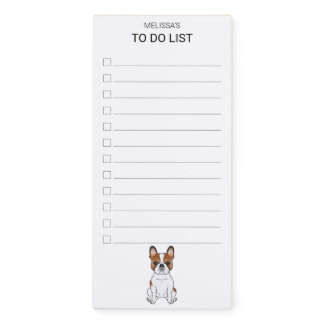 Red Pied French Bulldog / Frenchie Dog To Do List Magnetic Notepad