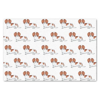 Red Pied Long Hair Dachshund Cartoon Dog Pattern Tissue Paper