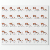 Red Pied Long Hair Dachshund Cartoon Dog Pattern Wrapping Paper (Flat)