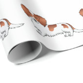 Red Pied Long Hair Dachshund Cartoon Dog Pattern Wrapping Paper (Roll Corner)