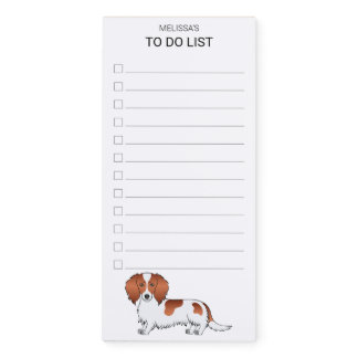 Red Pied Long Hair Dachshund Cute Dog To Do List Magnetic Notepad