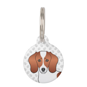 Red Pied Short Coat Dachshund Cartoon Dog Head Pet ID Tag