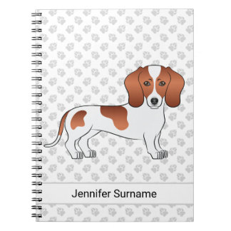Red Pied Short Hair Dachshund Cartoon Dog &amp; Text Notebook
