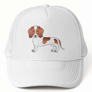 Red Pied Short Hair Dachshund Cute Cartoon Dog Trucker Hat