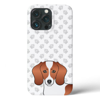 Red Pied Smooth Coat Dachshund Cartoon Dog Head iPhone 13 Pro Case