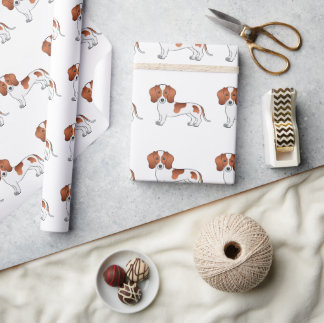 Red Pied Smooth Coat Dachshund Cartoon Dog Pattern Wrapping Paper