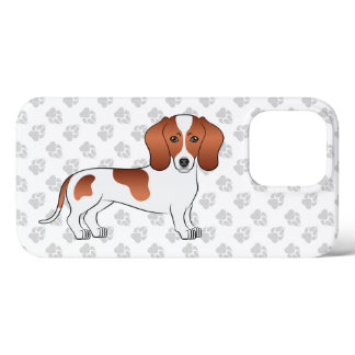 Red Pied Smooth Coat Dachshund Cartoon Dog &amp; Paws iPhone 13 Pro Case