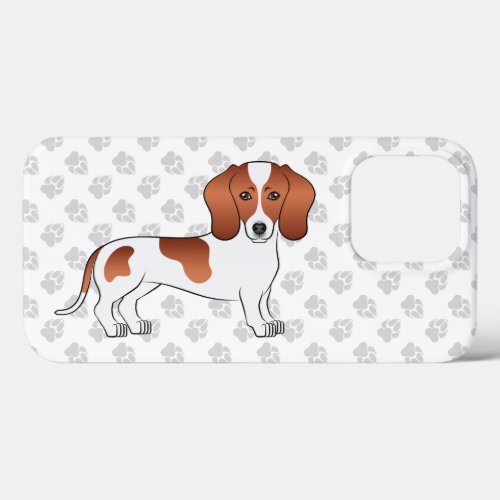 Red Pied Smooth Coat Dachshund Cartoon Dog  Paws iPhone 13 Pro Case