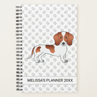 Red Pied Smooth Coat Dachshund Cartoon Dog &amp; Text Planner
