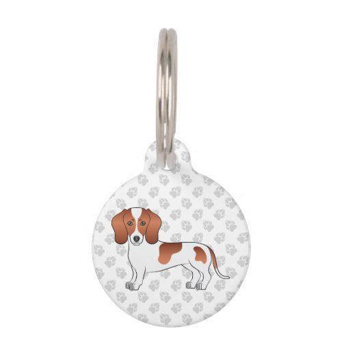 Red Pied Smooth Hair Dachshund Cartoon Dog Pet ID Tag