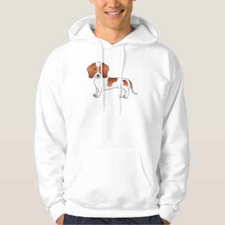 Red Pied Smooth Hair Dachshund Cute Cartoon Dog Hoodie