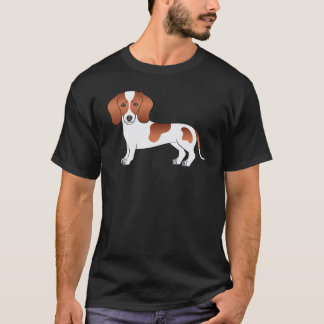 Red Pied Smooth Hair Dachshund Dog Illustration T-Shirt
