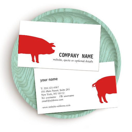 Customizable Red Pig Business Card