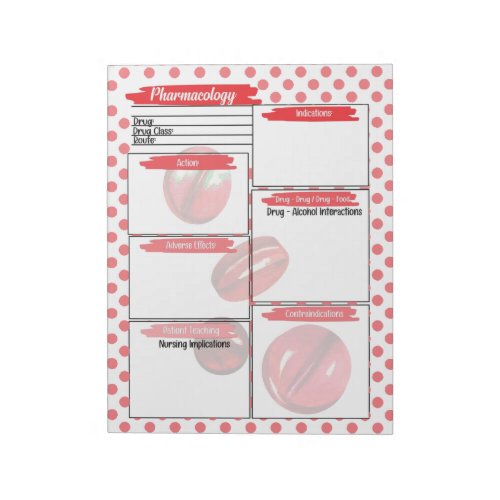 Red Pill Healthcare Student Pharmacology Template Notepad