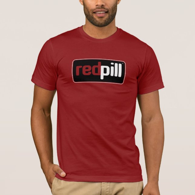 Red Pill™ Text Black Logo Bella Canvas T-Shirt (Front)