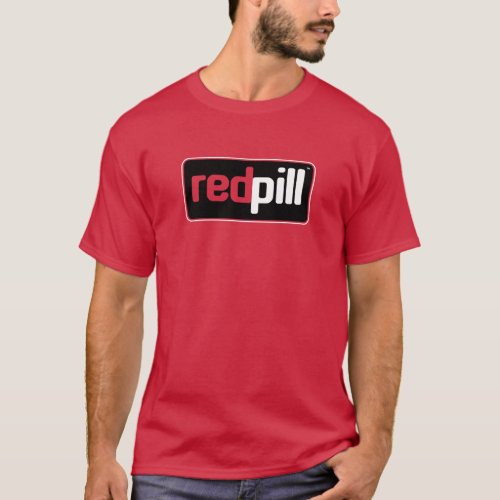 Red Pill Text Black Logo Cardinal Red T_Shirt