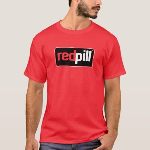 Red Pill Text Black Logo Red T_Shirt