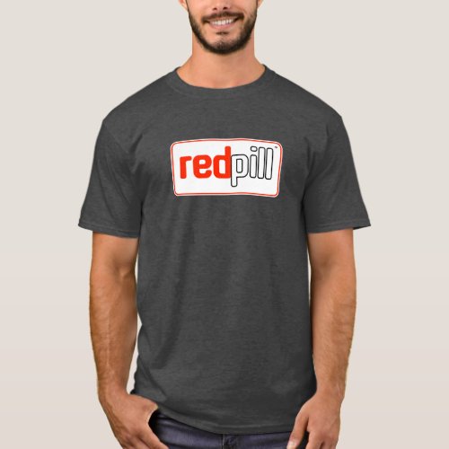 Red Pill Text White Logo T_Shirt