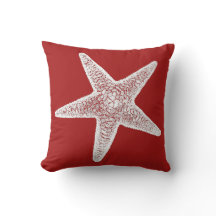 Red Pillow with Starfish