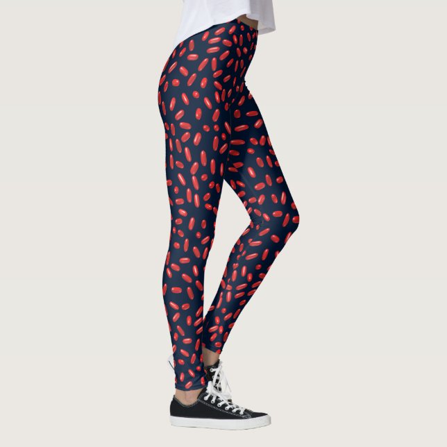 Red Pills Repeating Pattern Leggings (Right)
