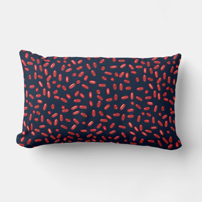 Red Pills Repeating Pattern Lumbar Pillow (Front)