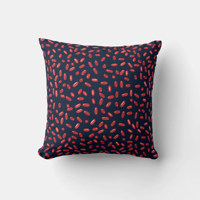 Red Pills Repeating Pattern Throw Pillow (Front)