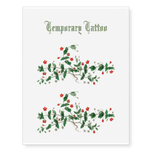 Red pimpernel flowers vintage sketch temporary tattoos