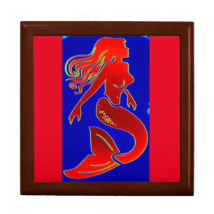 red pin-up mermaid jewelry box