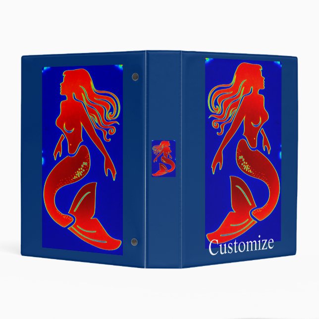 red pin-up mermaid mini binder (Background)