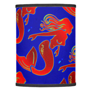 red pin-up mermaids lamp shade
