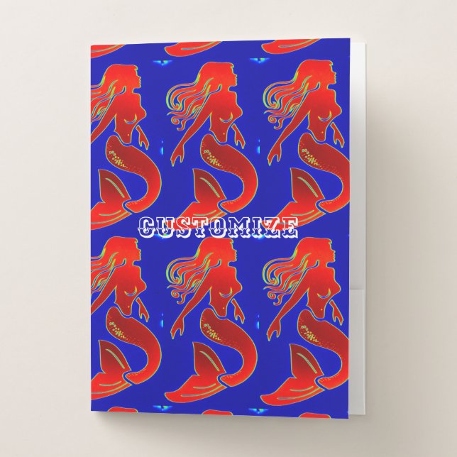 red pin-up mermaids pocket folder (Front)
