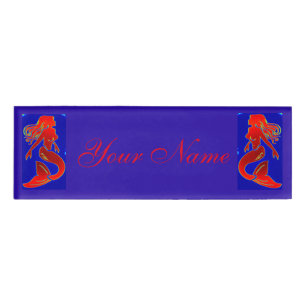 Red pin-up mermaids Thunder_Cove Name Tag
