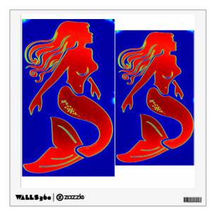 red pin-up mermaids wall sticker