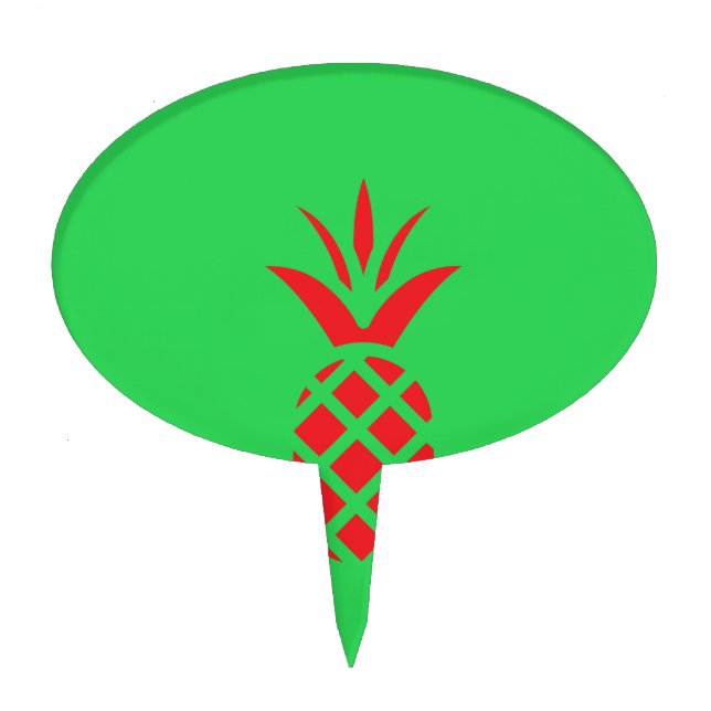 Red Pine apple in  Green Cake Topper (Front)