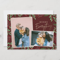 Red Pine Berries Merry Everything Multiple Photo Holiday Card