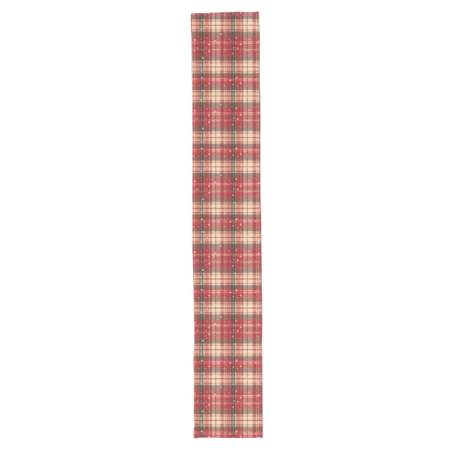 Red & Pine Green Holiday Plaid Table Runner (Front)